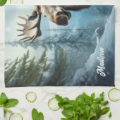 Aangepaste naam Winter Moose Theedoek (Gevouwen)