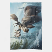Aangepaste naam Winter Moose Theedoek (Verticaal)