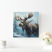 Aangepaste naam Winter Moose Vierkante Klok (Huis)