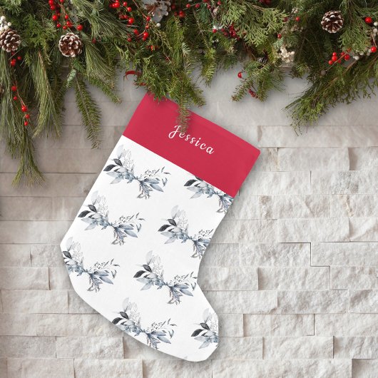 Aangepaste naam Winterloofpatroon Kerstmis Kleine Kerstsok