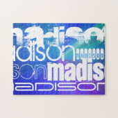 Aangepaste Naam; Wit & Abstract Paarse, Groen, Bla Legpuzzel (Horizontaal)