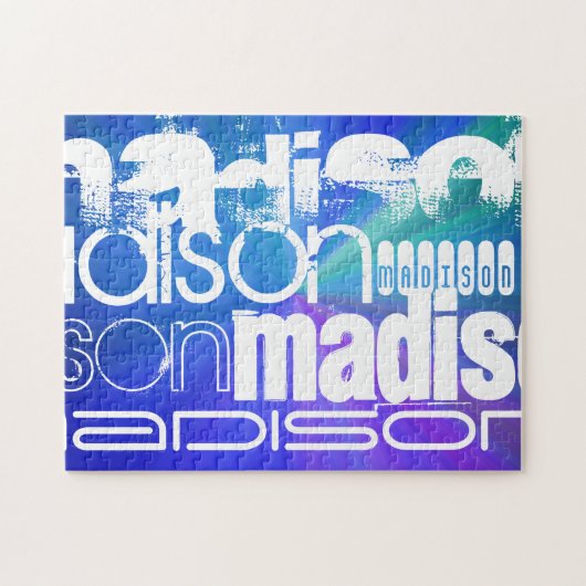 Aangepaste Naam; Wit & Abstract Paarse, Groen, Bla Legpuzzel (Horizontaal)