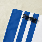 Aangepaste Naam Wit & Blauw Gestreepte huwelijksre Strandlaken (In situ)