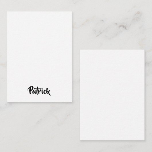 Aangepaste naam wit effen notitiekaartje (Voorkant / Achterkant)