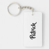 Aangepaste naam wit effen sleutelhanger (Voorkant)