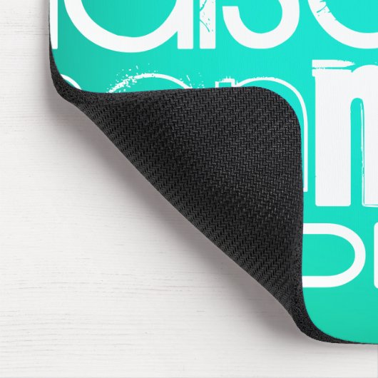 Aangepaste Naam, Wit en Neon Aqua Turquoise Muismat (Hoek)