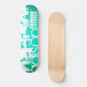 Aangepaste Naam, Wit en Neon Aqua Turquoise Persoonlijk Skateboard (Voorkant)