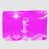 Aangepaste naam wit en roze golf abstract golfhanddoek (Horizontaal)