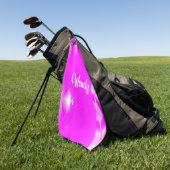 Aangepaste naam wit en roze golf abstract golfhanddoek (Groen)