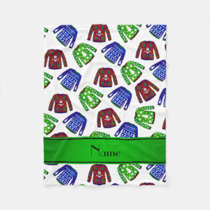 Aangepaste naam wit gevarieerpatroon voor kerstmis fleece deken