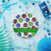 Aangepaste naam wit gevarieerpatroon voor kerstmis papieren bordje (Feest)