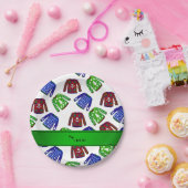 Aangepaste naam wit gevarieerpatroon voor kerstmis papieren bordje (Feest)