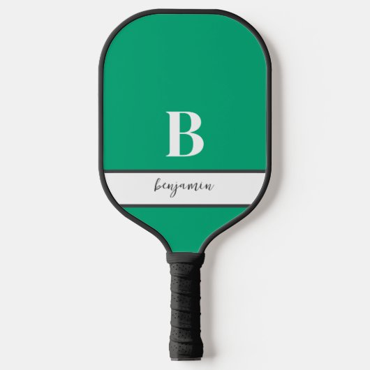 Aangepaste Naam Wit Monogram Groen Pickleball Padd Paddle (Voorkant)