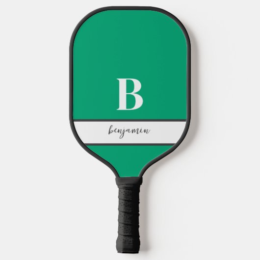 Aangepaste Naam Wit Monogram Groen Pickleball Padd Paddle (Achterkant)