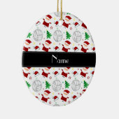 Aangepaste naam wit volleybalkerstpatroon keramisch ornament (Rechts)