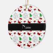 Aangepaste naam wit volleybalkerstpatroon keramisch ornament (Links)