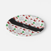 Aangepaste naam wit volleybalkerstpatroon papieren bordje (Gekanteld)