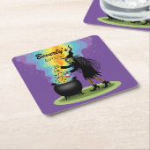 Aangepaste naam Witch Mixing Magical Brew Kartonnen Onderzetters (Schuin)