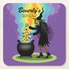 Aangepaste naam Witch Mixing Magical Brew Kartonnen Onderzetters
