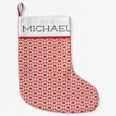 Aangepaste naam witte en rode kant kleine kerstsok (Voorkant)