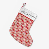 Aangepaste naam witte en rode kant kleine kerstsok (Voorkant (Hangend))