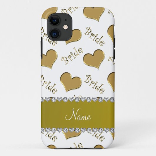 Aangepaste naam witte gouden harten Case-Mate iPhone case (Achterkant)