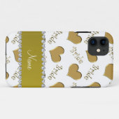 Aangepaste naam witte gouden harten Case-Mate iPhone case (Achterkant (horizontaal))