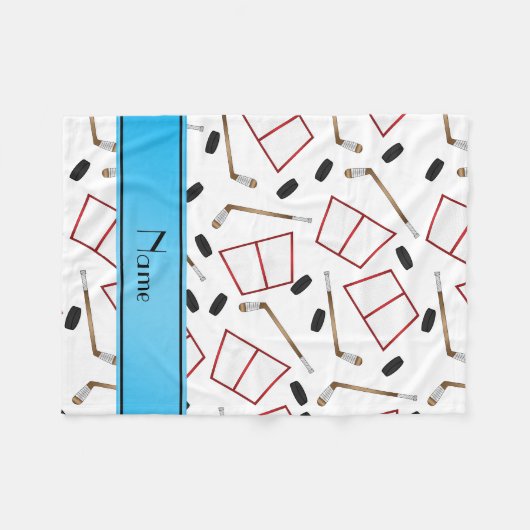 Aangepaste naam witte hockeysticks, kieuwnetten fleece deken (Voorkant (Horizontaal))