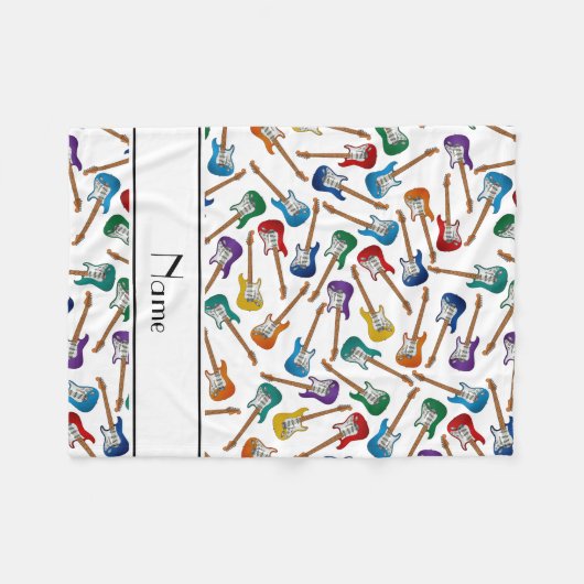 Aangepaste naam witte kleurige elektrische gitaren fleece deken (Voorkant (Horizontaal))