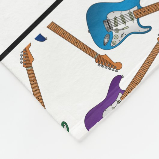 Aangepaste naam witte kleurige elektrische gitaren fleece deken (Hoek)