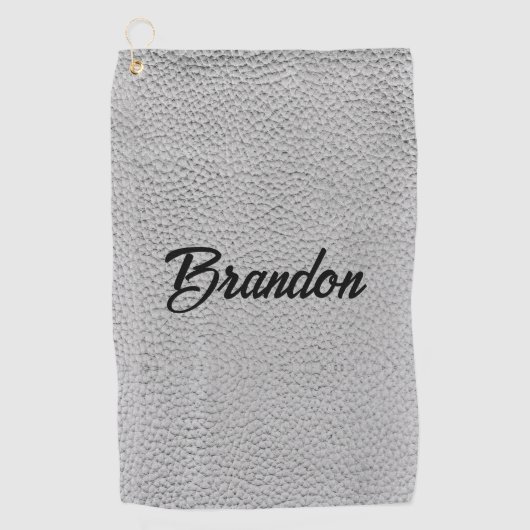 Aangepaste naam witte ledergolfhanddoek golfhanddoek (Voorkant)