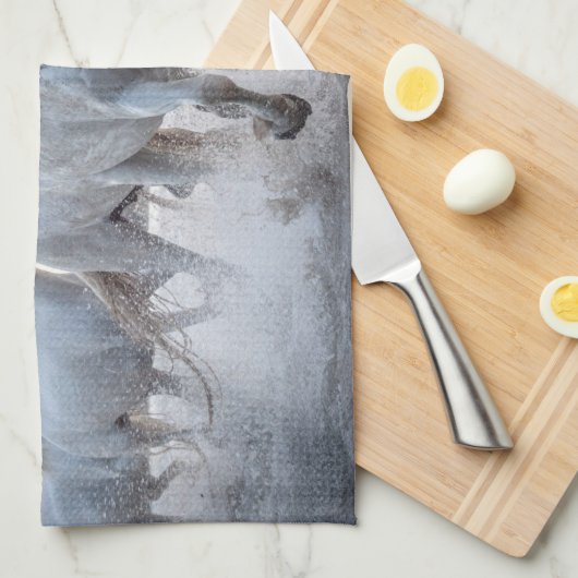 Aangepaste naam: witte paarden theedoek (Quarter Fold)