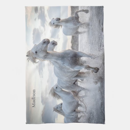 Aangepaste naam: witte paarden theedoek (Verticaal)