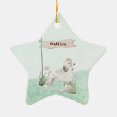 Aangepaste naam Witte Pet Dog Keramisch Ornament (Voorkant)