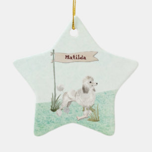 Aangepaste naam Witte Pet Dog Keramisch Ornament