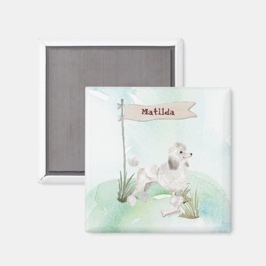 Aangepaste naam Witte Pet Dog Magneet (Voorkant / Achterkant)