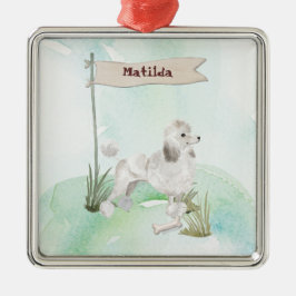 Aangepaste naam Witte Pet Dog Metalen Ornament