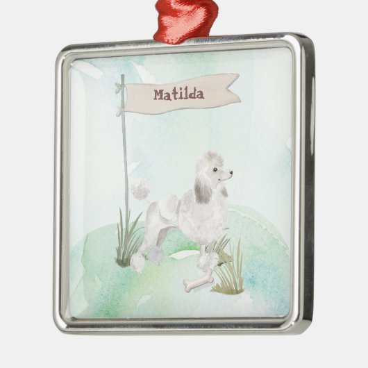 Aangepaste naam Witte Pet Dog Metalen Ornament (Links)