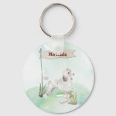 Aangepaste naam Witte Pet Dog Sleutelhanger (Voorkant)