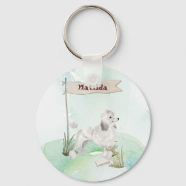 Aangepaste naam Witte Pet Dog Sleutelhanger