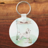 Aangepaste naam Witte Pet Dog Sleutelhanger (Voorkant)