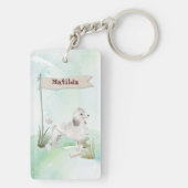 Aangepaste naam Witte Pet Dog Sleutelhanger (achterkant)
