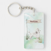 Aangepaste naam Witte Pet Dog Sleutelhanger (Voorkant)