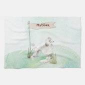 Aangepaste naam Witte Pet Dog Theedoek (Horizontaal)