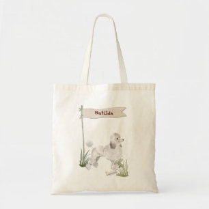 Aangepaste naam Witte Pet Dog Tote Bag