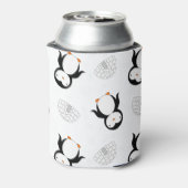 Aangepaste naam witte pinguïns igloos sneeuwvlokke blikjeskoeler (Blikje Achterkant)