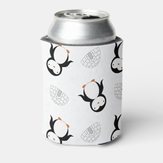 Aangepaste naam witte pinguïns igloos sneeuwvlokke blikjeskoeler (Blikje Achterkant)