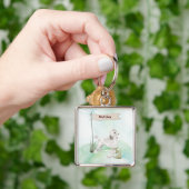 Aangepaste naam Witte Poodle Huisdier Hond Sleutelhanger (Hand)