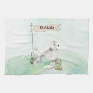 Aangepaste naam Witte Poodle Huisdier Hond Theedoek