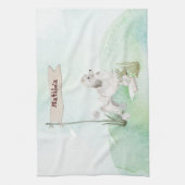 Aangepaste naam Witte Poodle Huisdier Hond Theedoek (Verticaal)
